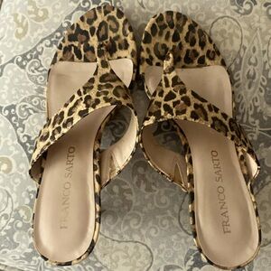Size 7.5 Franco Sarto Leopard sandals mid heel